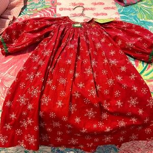 Mom and Me 2T Girls Smocked Christmas Dress EUC